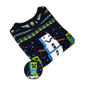 Navy-Green-White - Side - Minecraft Childrens-Kids Snowy Knitted Christmas Jumper