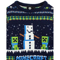 Navy-Green-White - Pack Shot - Minecraft Childrens-Kids Snowy Knitted Christmas Jumper