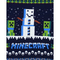Navy-Green-White - Close up - Minecraft Childrens-Kids Snowy Knitted Christmas Jumper