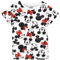 White-Black-Red - Front - Disney Girls Mickey & Minnie Mouse All-Over Print T-Shirt