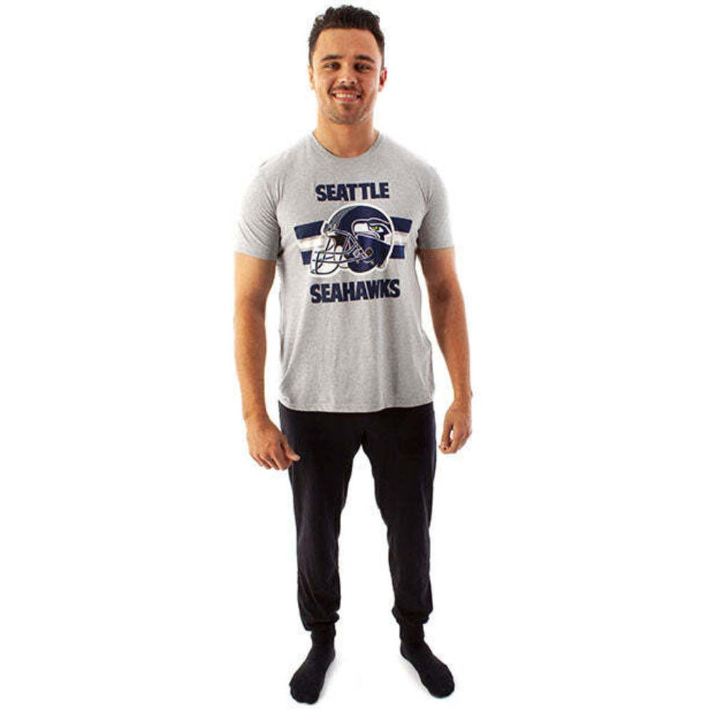 Grey-Black-Navy - Back - Seattle Seahawks Mens Pyjama Set