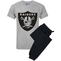 Grey-Black - Front - Las Vegas Raiders Mens Logo Long Pyjama Set