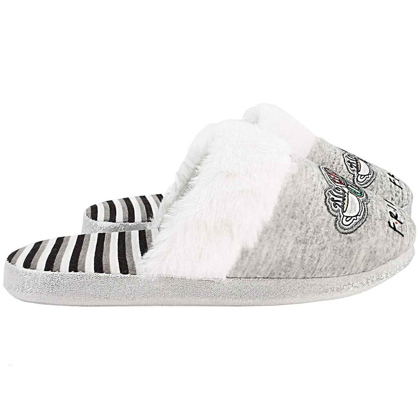 Heather Grey-White-Black - Back - Friends Womens-Ladies Central Perk Slippers