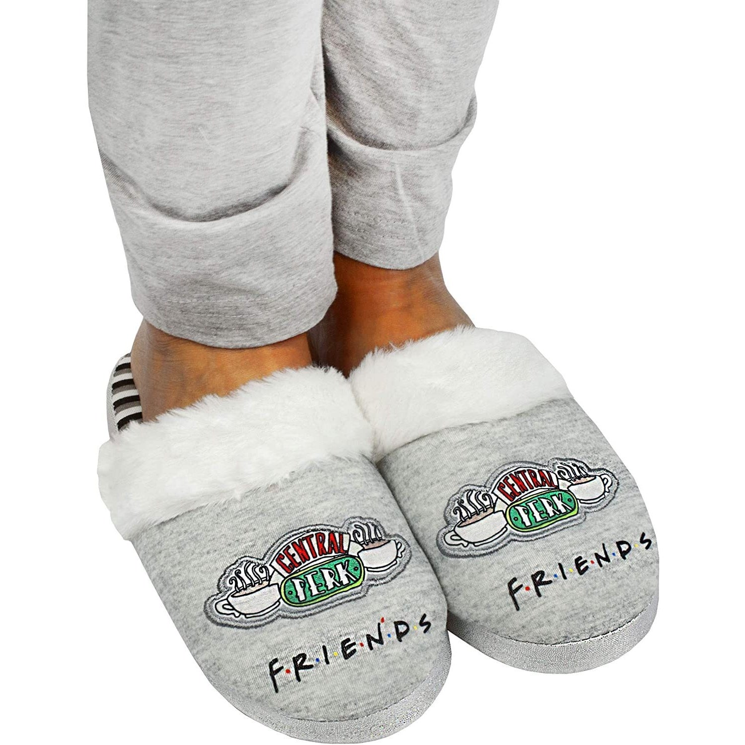Heather Grey-White-Black - Lifestyle - Friends Womens-Ladies Central Perk Slippers
