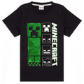Black-Green-Grey - Front - Minecraft Boys Short Pyjama Set