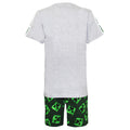 Heather Grey-Green-Black - Back - Minecraft Boys Short Pyjama Set