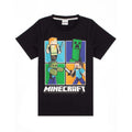 Black-Heather Grey-Green - Side - Minecraft Boys Short Pyjama Set