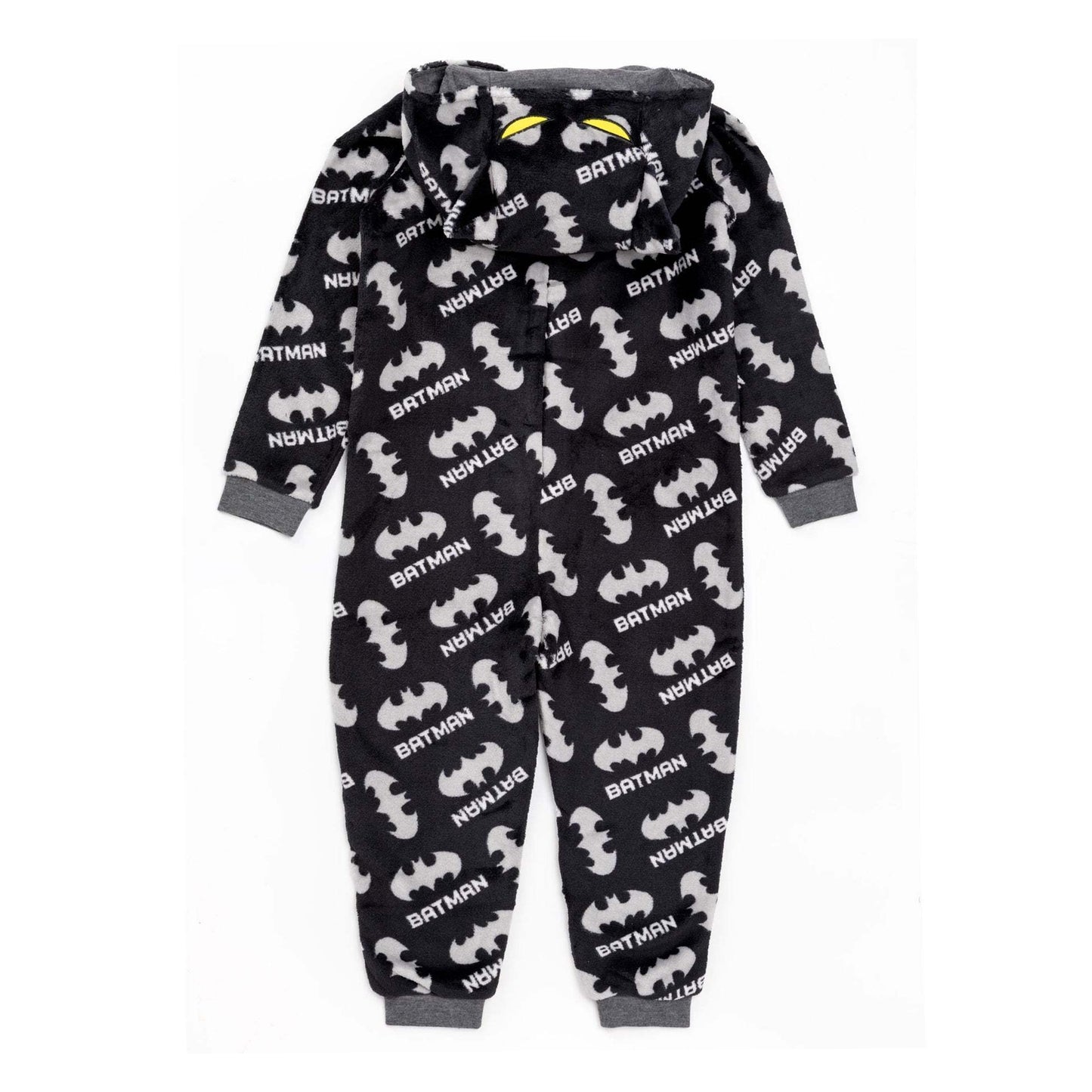 Black-Grey-Yellow - Back - Batman Boys Fluffy All-In-One Nightwear