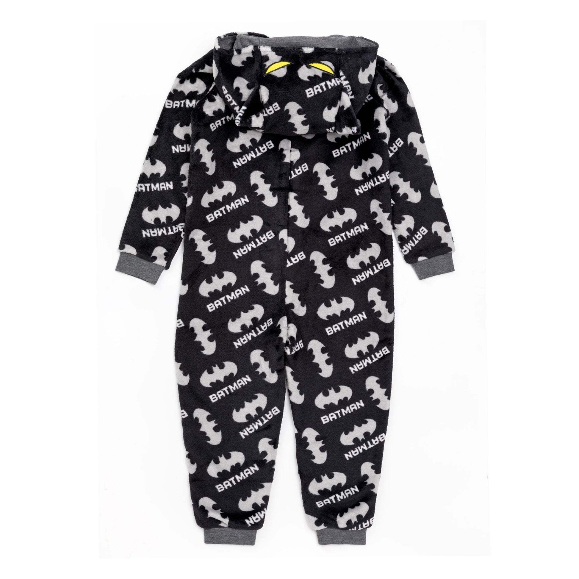Black-Grey-Yellow - Back - Batman Boys Fluffy All-In-One Nightwear