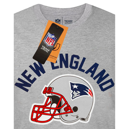 Heather Grey-Black-Navy - Pack Shot - New England Patriots Mens Helmet Pyjama Set