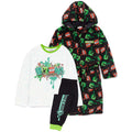 White-Black-Green - Front - Minecraft Childrens-Kids Boom! Dressing Gown & Pyjama Set