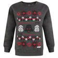 Charcoal-Red-White - Front - Star Wars Boys Fair Isle Christmas Sweatshirt