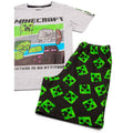 Heather Grey-Black-Green - Lifestyle - Minecraft Boys Short Pyjama Set