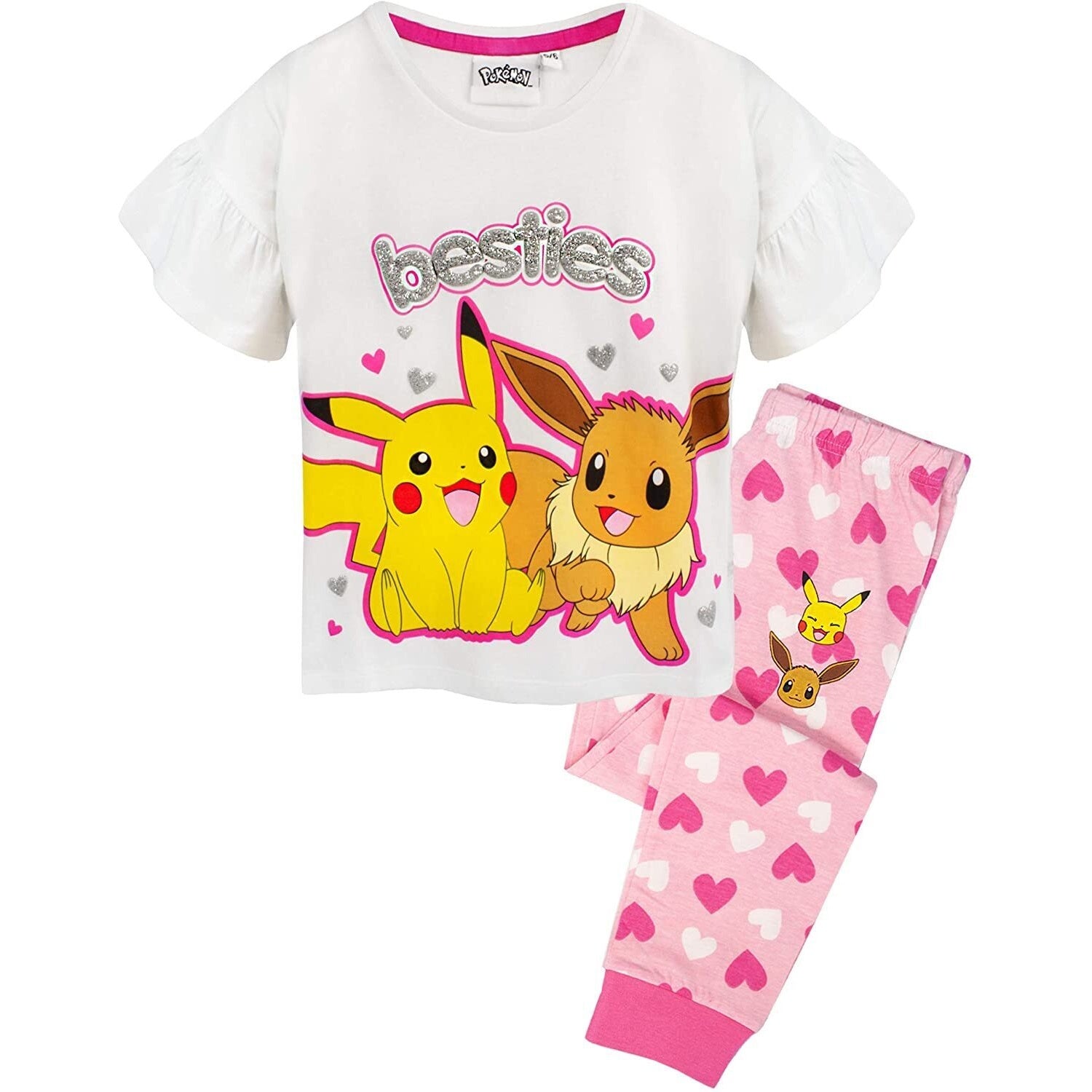 White-Pink-Silver - Front - Pokemon Girls Besties Long Pyjama Set