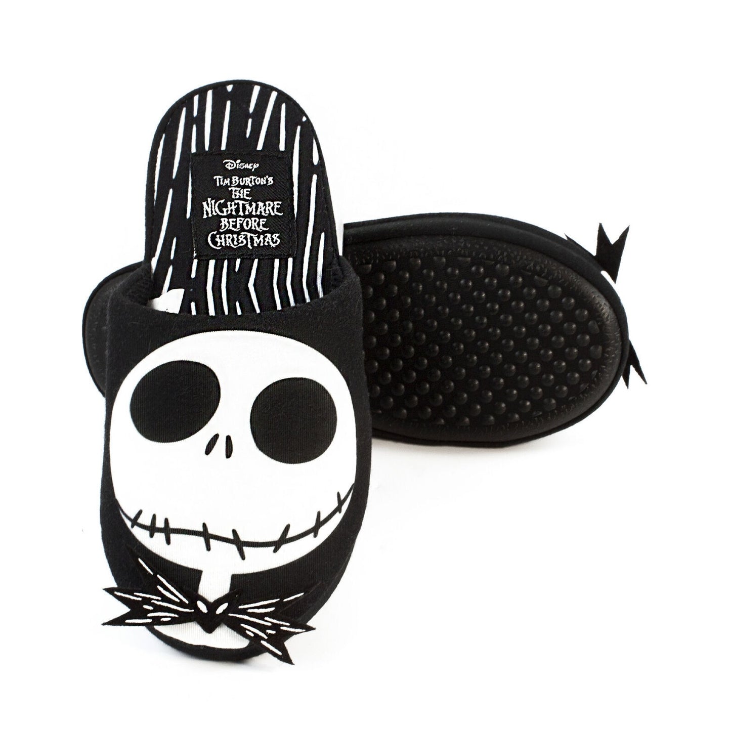 Black-White - Pack Shot - Nightmare Before Christmas Womens-Ladies Jack Skellington Slippers