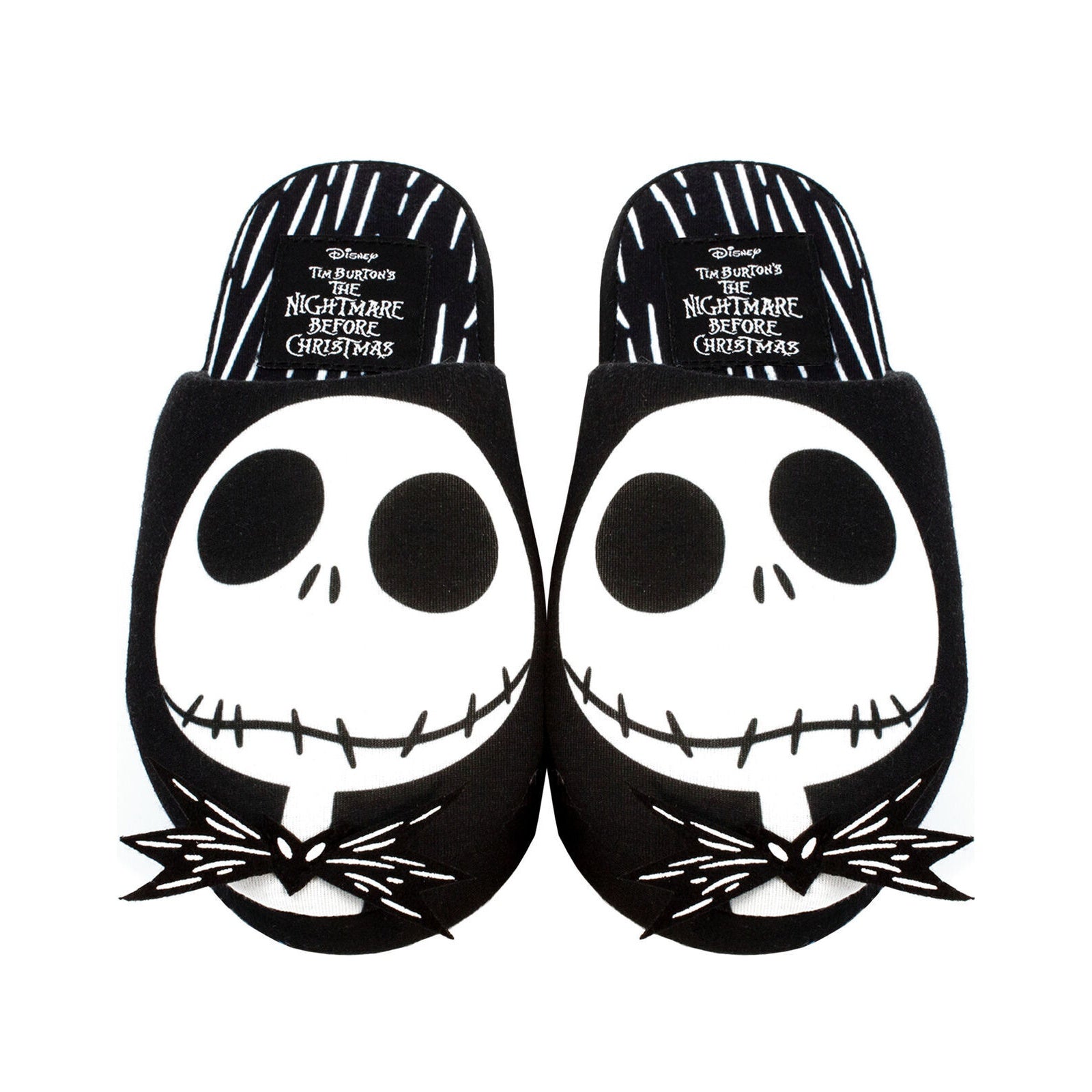 Black-White - Close up - Nightmare Before Christmas Womens-Ladies Jack Skellington Slippers