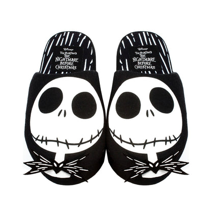 Black-White - Close up - Nightmare Before Christmas Womens-Ladies Jack Skellington Slippers
