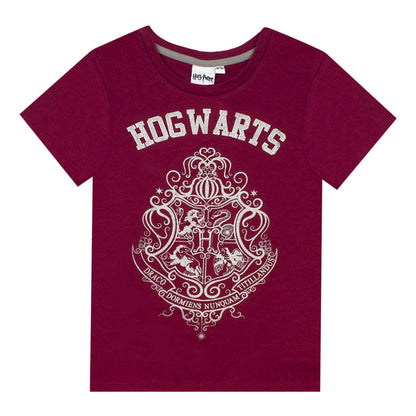 Maroon-Grey - Side - Harry Potter Girls Hogwarts Crest Pyjama Set