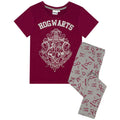 Maroon-Grey - Front - Harry Potter Girls Hogwarts Crest Pyjama Set