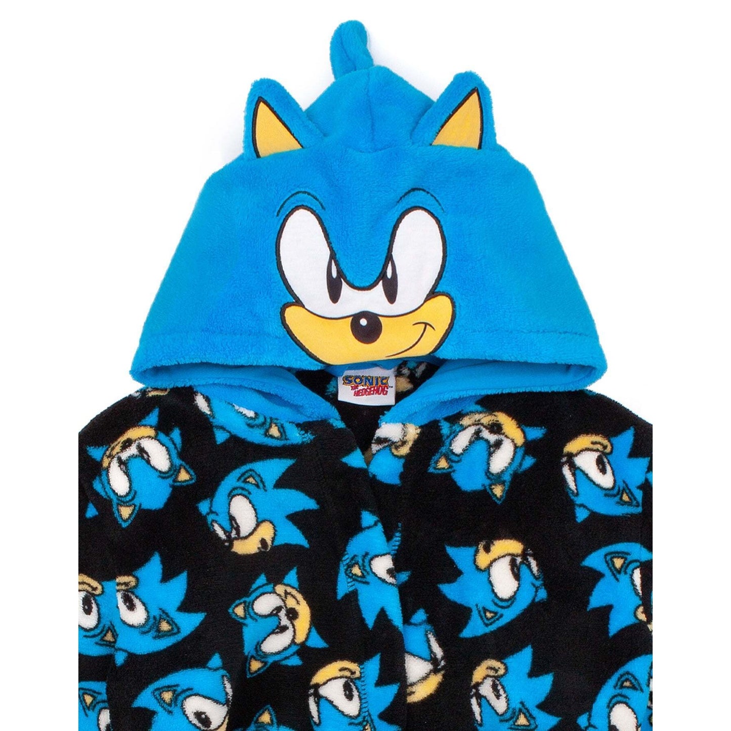 Black-Blue - Side - Sonic The Hedgehog Childrens-Kids Dressing Gown