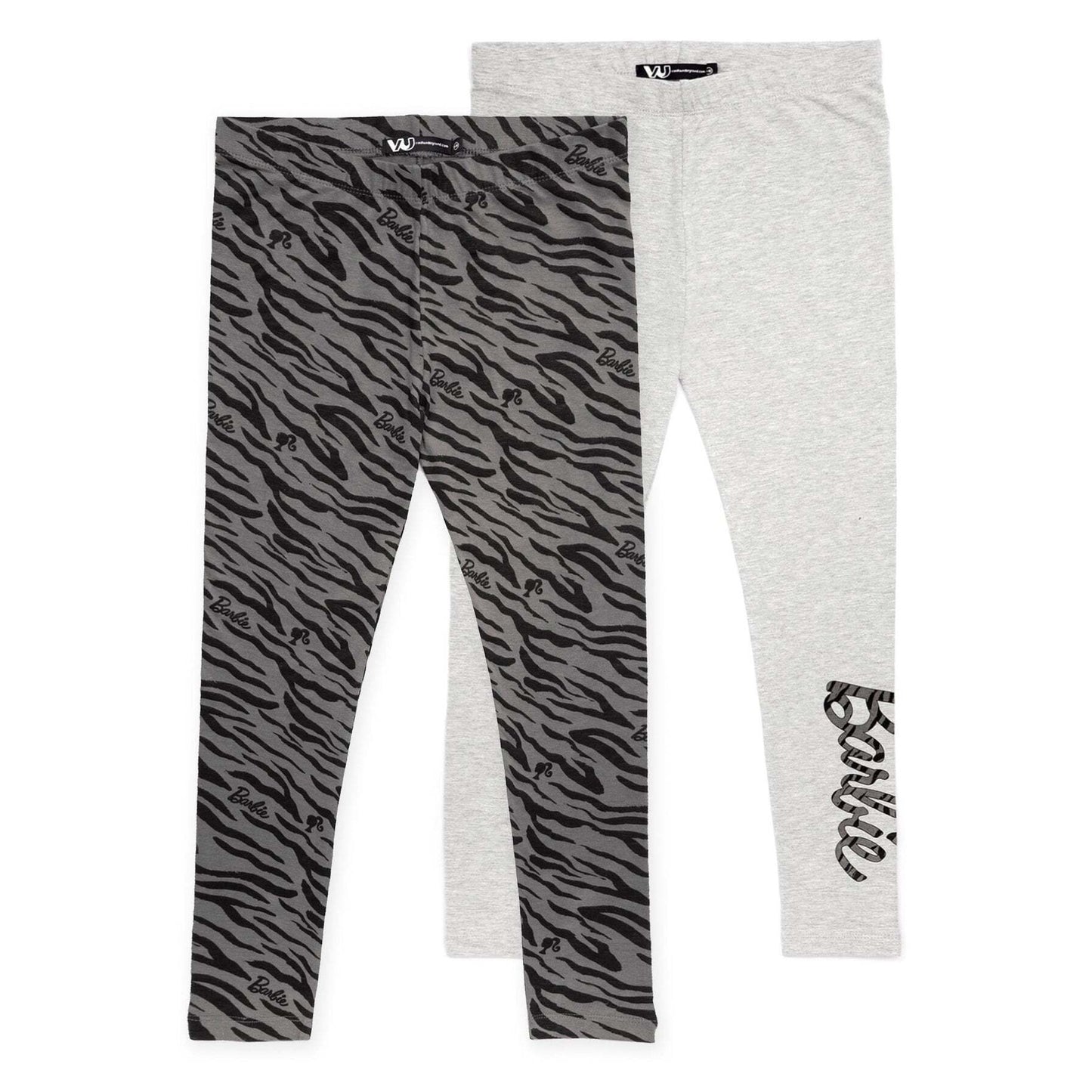 Grey-Black-Dark Grey - Pack Shot - Barbie Girls Leggings (Pack of 2)