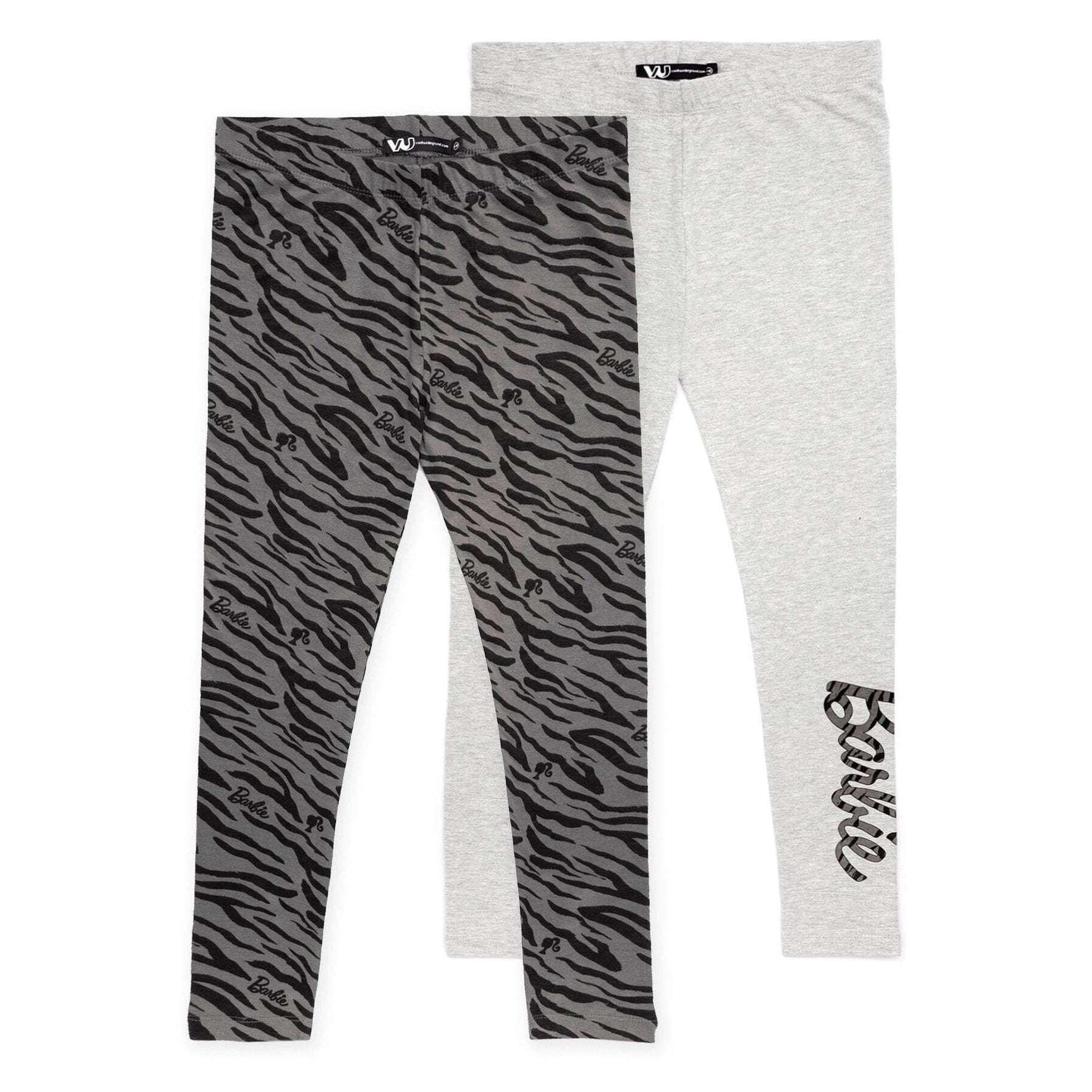 Grey-Black-Dark Grey - Pack Shot - Barbie Girls Leggings (Pack of 2)