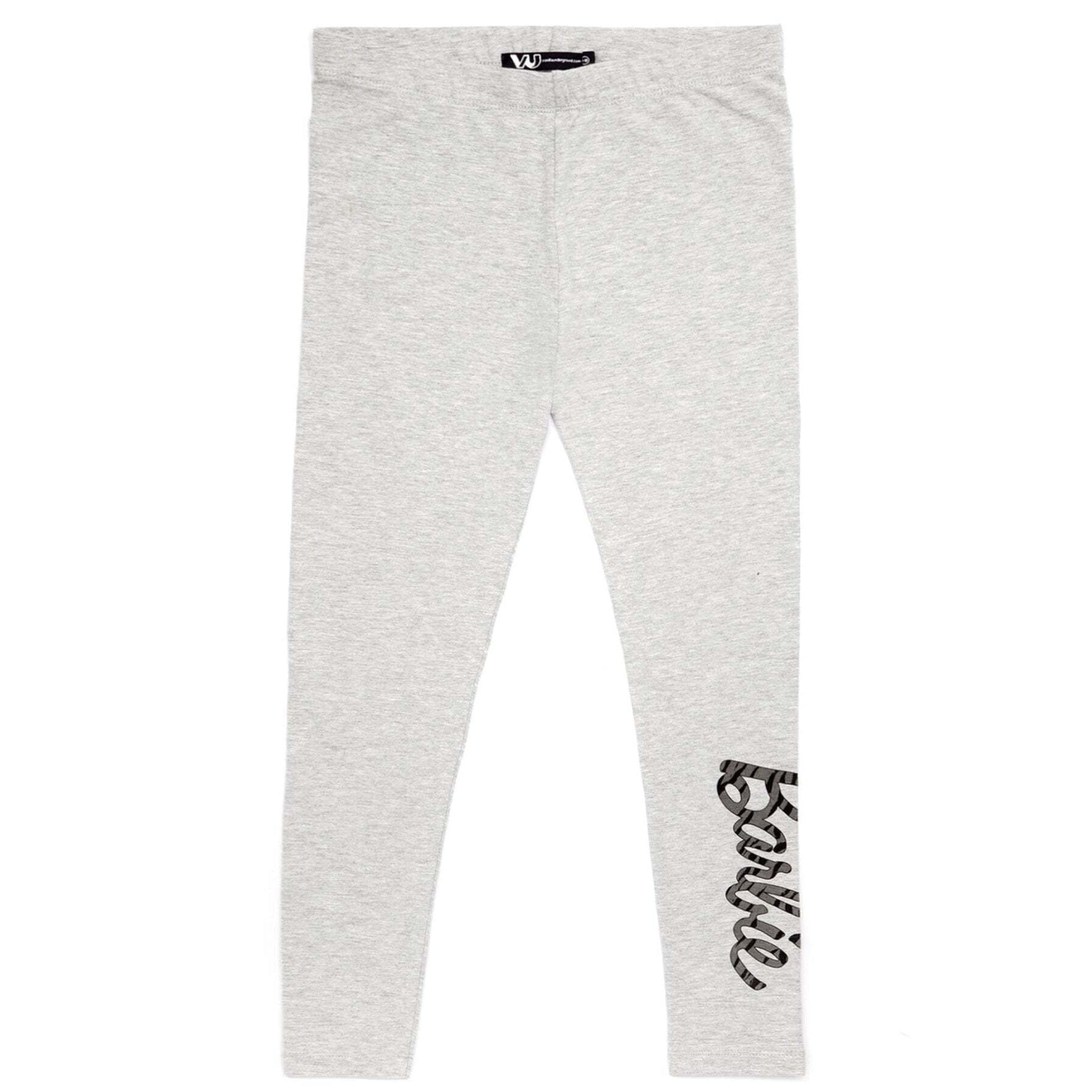 Grey-Black-Dark Grey - Front - Barbie Girls Leggings (Pack of 2)