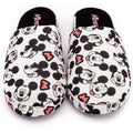 White-Black-Pink - Side - Mickey Mouse Womens-Ladies All Over Logo Slippers