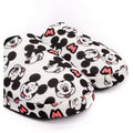 White-Black-Pink - Pack Shot - Mickey Mouse Womens-Ladies All Over Logo Slippers