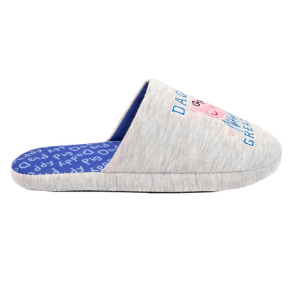 Grey-Blue-Pink - Back - Peppa Pig Mens Daddy Slippers