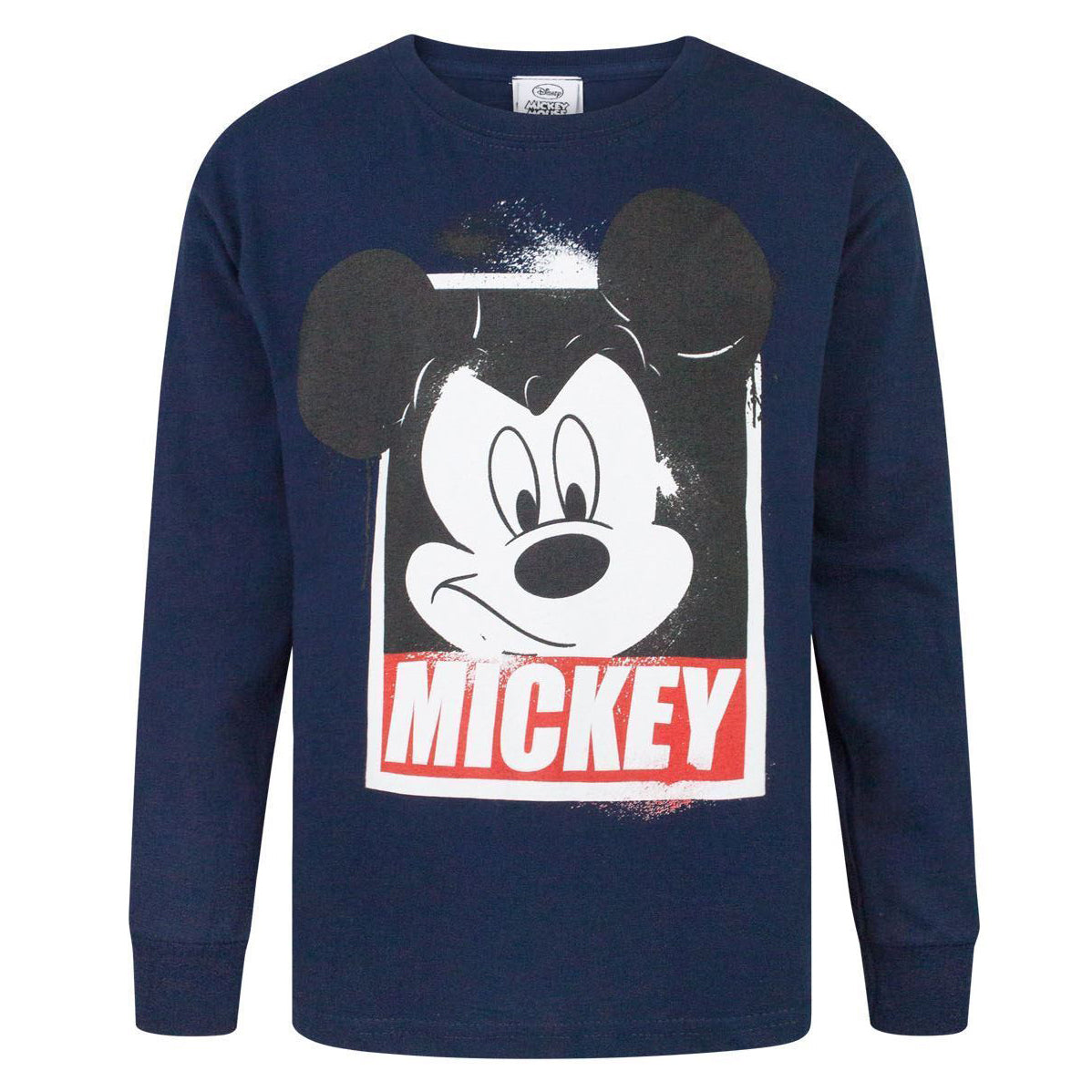Deep Navy-White-Red - Front - Mickey Mouse Boys Long-Sleeved T-Shirt