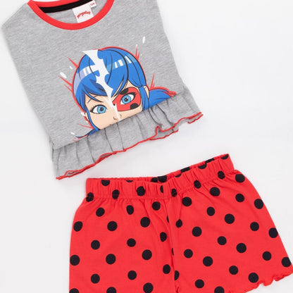 Grey-Red-Black - Side - Miraculous Girls I Am My Own Hero! Short Pyjama Set (Pack of 3)