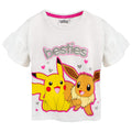 White-Pink-Yellow - Side - Pokemon Girls Besties Pikachu & Eevee Frill Short Pyjama Set