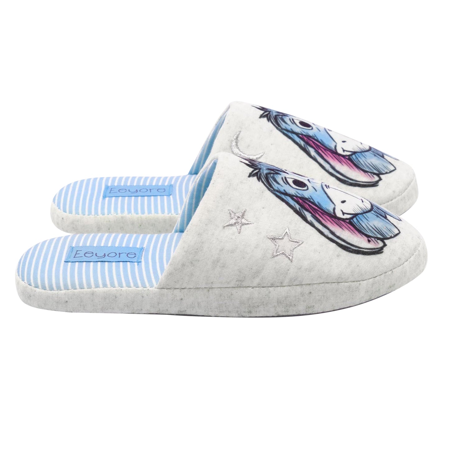 Blue-White-Grey - Back - Winnie the Pooh Womens-Ladies Eeyore Slippers