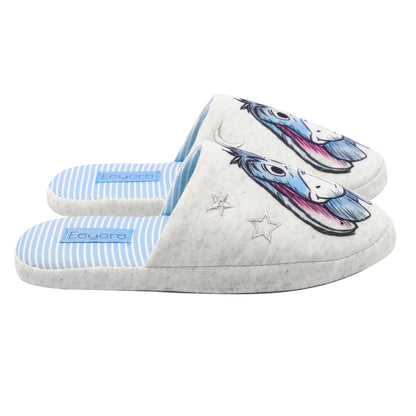 Blue-White-Grey - Back - Winnie the Pooh Womens-Ladies Eeyore Slippers