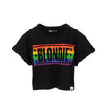 Black-Blue-Orange - Front - Blondie Womens-Ladies Rainbow Crop T-Shirt