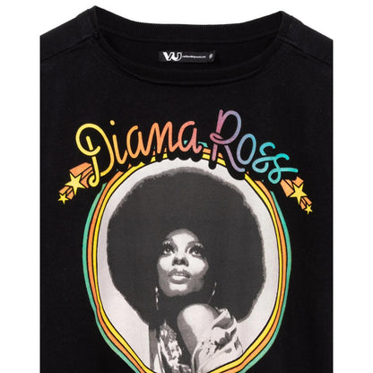 Black-White - Back - Diana Ross Womens-Ladies Crop T-Shirt