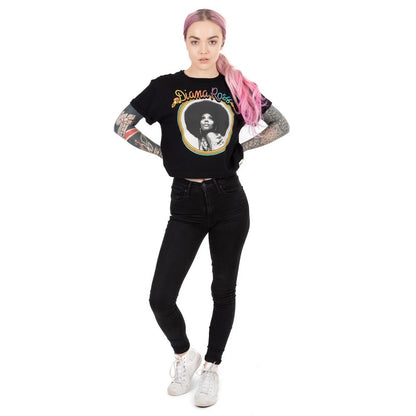 Black-White - Side - Diana Ross Womens-Ladies Crop T-Shirt