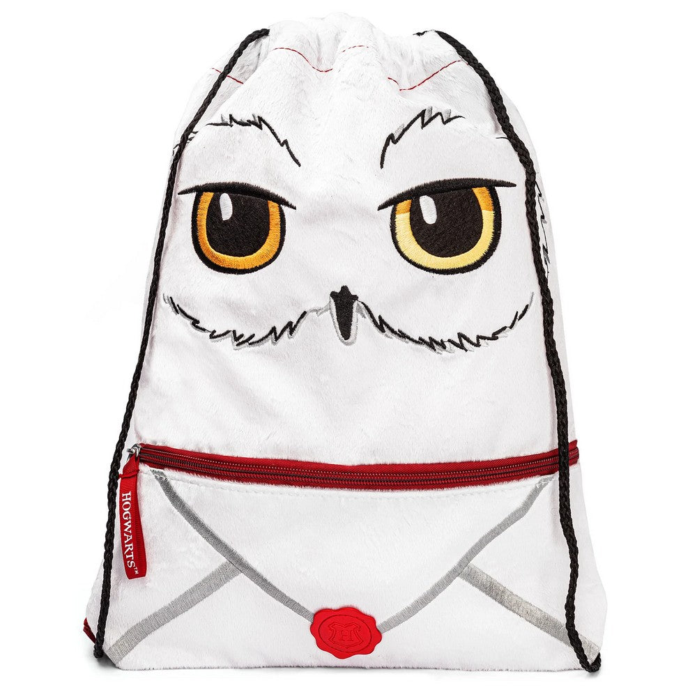 White-Black-Red - Front - Harry Potter Delivery Hedwig Plush Drawstring Bag