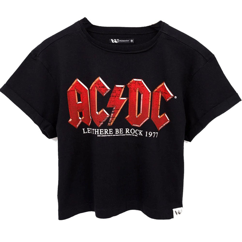 Black - Front - AC-DC Womens-Ladies Let There Be Rock T-Shirt