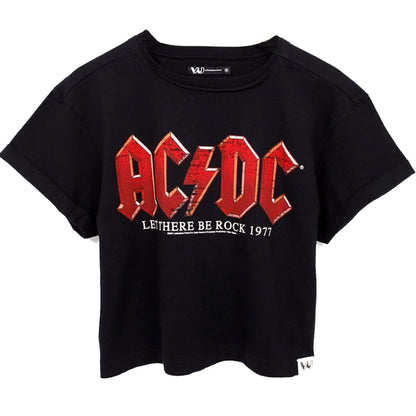 Black - Front - AC-DC Womens-Ladies Let There Be Rock T-Shirt