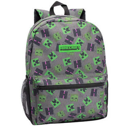 Grey-Green-Black - Side - Minecraft Lunch Bag And Backpack Set (Pack Of 4)