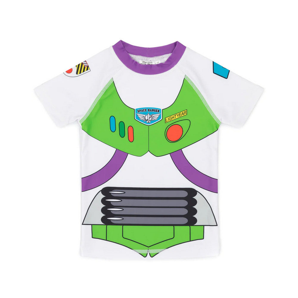 White-Green-Purple - Back - Buzz Lightyear Boys Space Suit Swim Set
