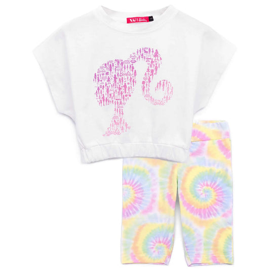 White-Pink - Front - Barbie Girls Shorts & Top Set