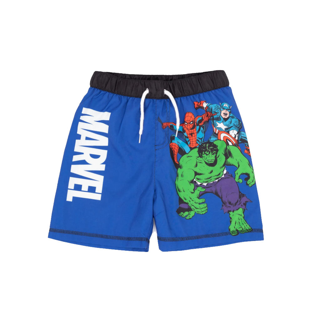 Blue-Green-Black - Front - Marvel Boys Swim Shorts