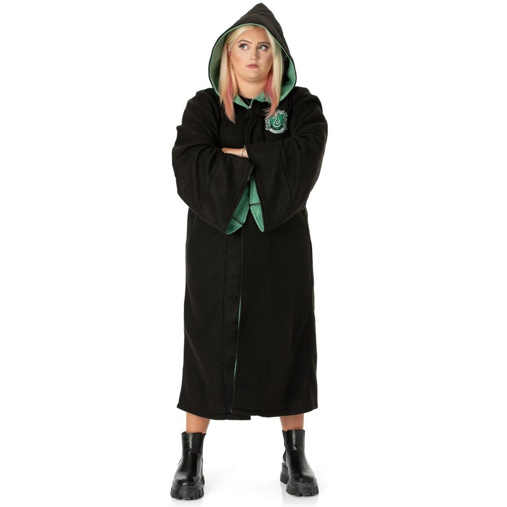 Black-Green - Front - Harry Potter Unisex Adult Slytherin Replica Gown