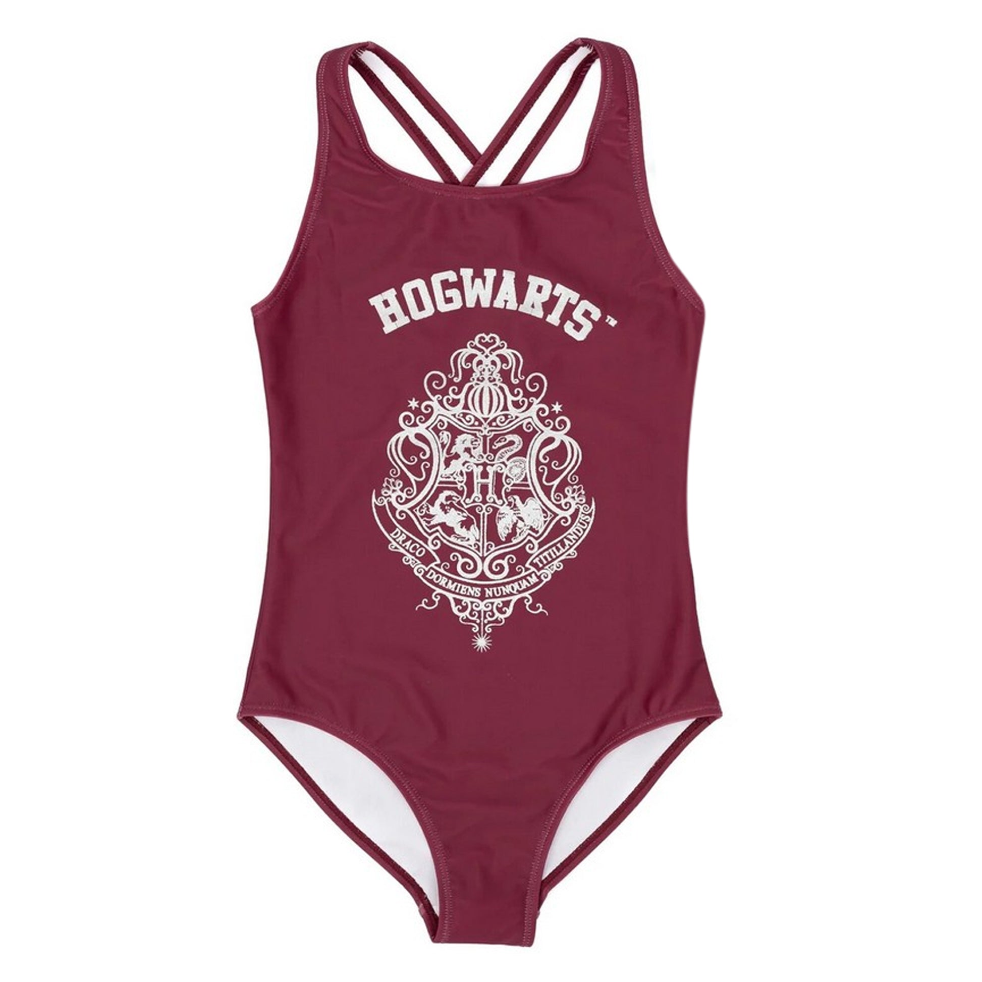 Burgundy - Front - Harry Potter Girls Hogwarts One Piece Swimsuit