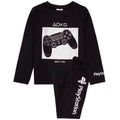 Black-White - Front - Playstation Boys Game Controller Long Pyjama Set