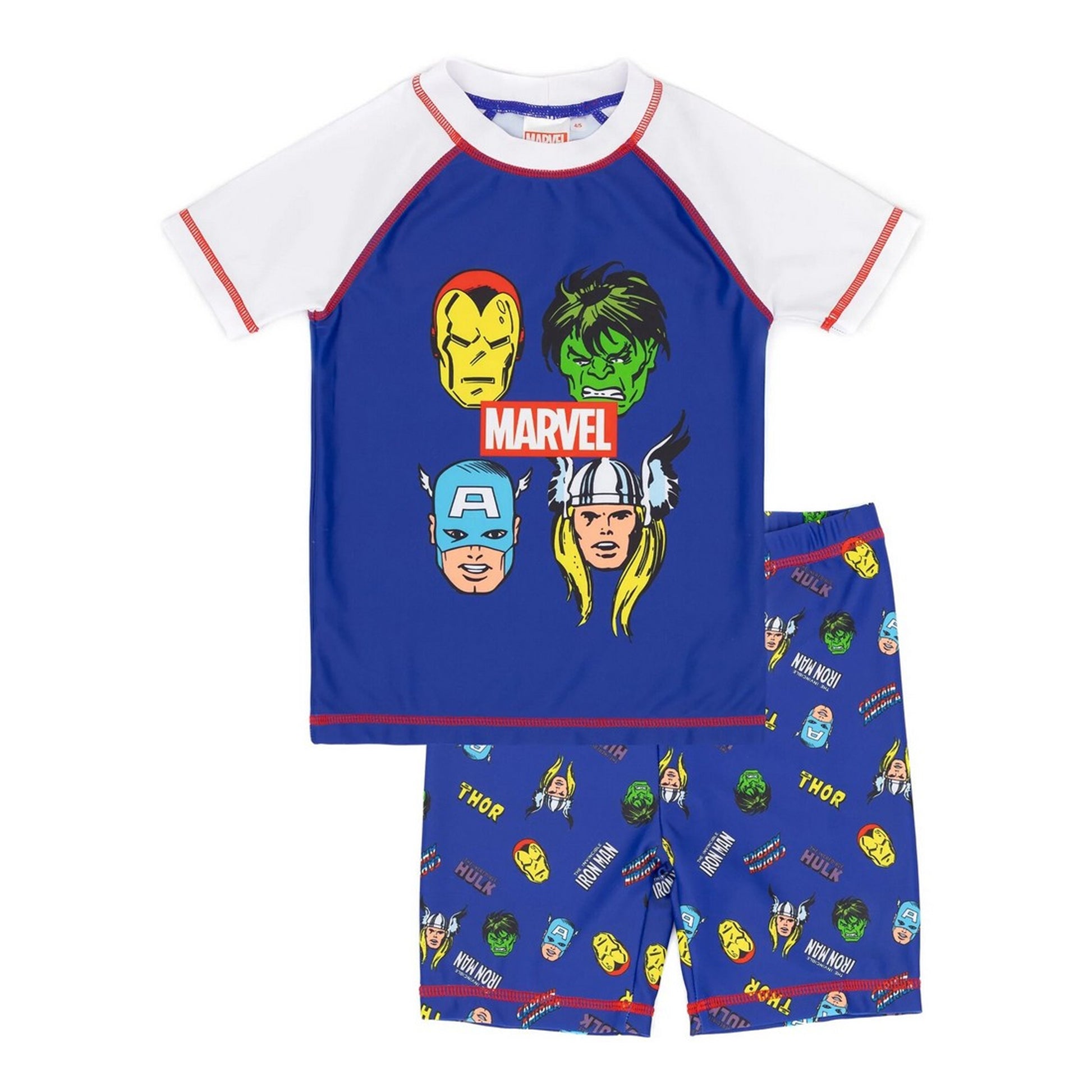 Blue-White - Front - Marvel Boys Superhero Swim Set