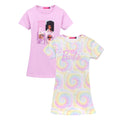 Pink-Yellow - Front - Barbie Girls Casual Dress (Pack of 2)